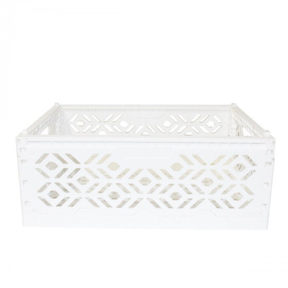 Cagette en plastique blanc empilable et pliable