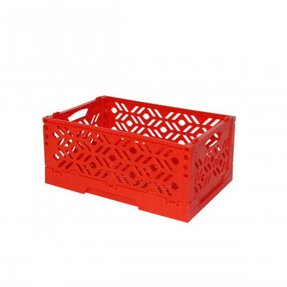 Mini Cagette en plastique rouge empilable et pliable