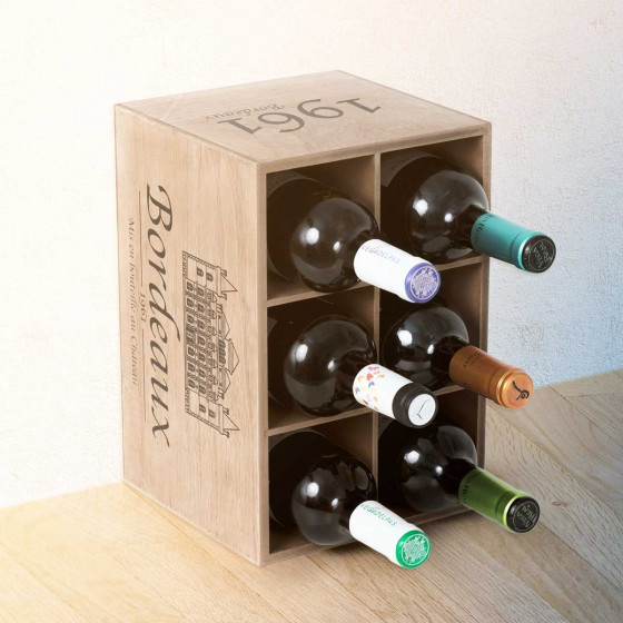 Range bouteilles en bois façon caisse de vin