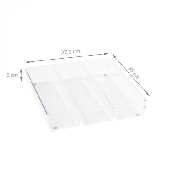 Range-couverts à 3 compartiments en acrylique transparent