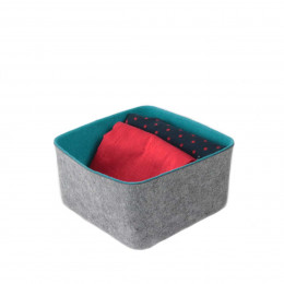 Panier carré en feutre bleu turquoise