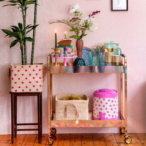 Cube de rangement en raphia beige