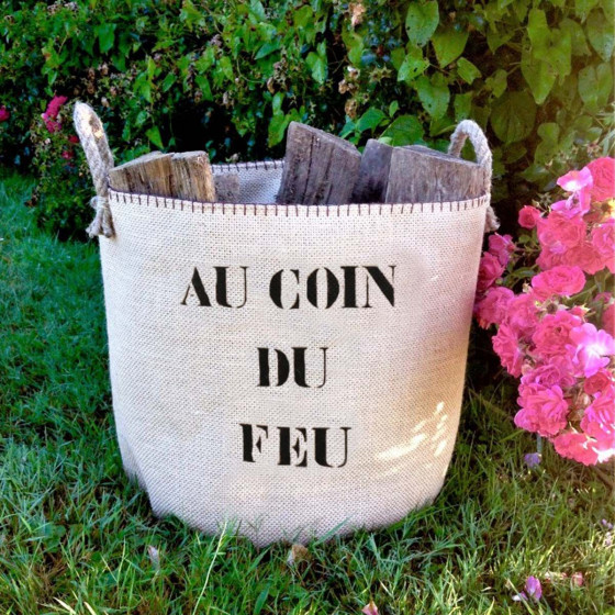 Sac à petit bois en toile de jute