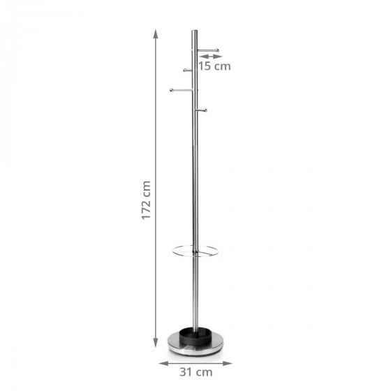 Porte manteaux / porte parapluies en métal chromé