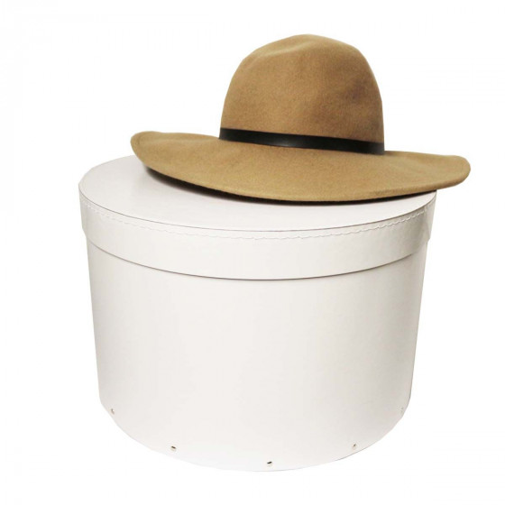 Grande boîte à chapeau blanche avec ruban blanc (L)