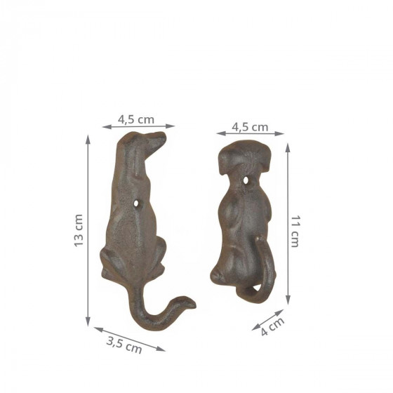 Lot de 2 patères chien en fonte