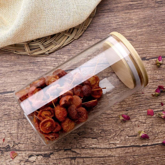 Bocal en verre avec couvercle en bois 1,4 litre