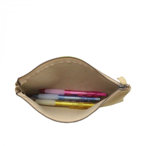 Trousse plate en cuir vieilli