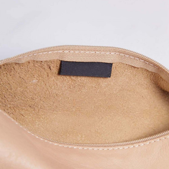 Trousse carrée en cuir naturel