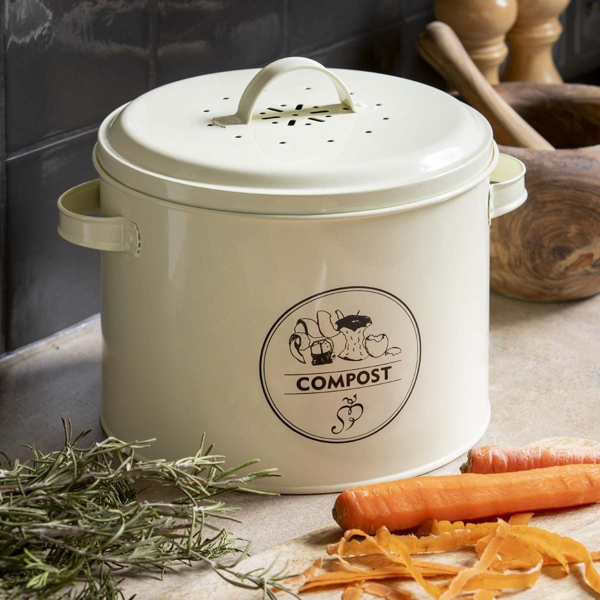 Seau à compost AirBox® avec sacs bio compostables BIOMAT® de 10l 52 pcs. avec poignée 