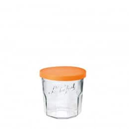 Pot en verre avec couvercle orange