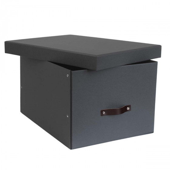 Grande boîte de rangement en carton gris anthracite