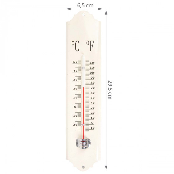 Thermomètre extérieur en métal émaillé crème