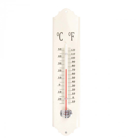 Thermomètre extérieur en métal émaillé crème