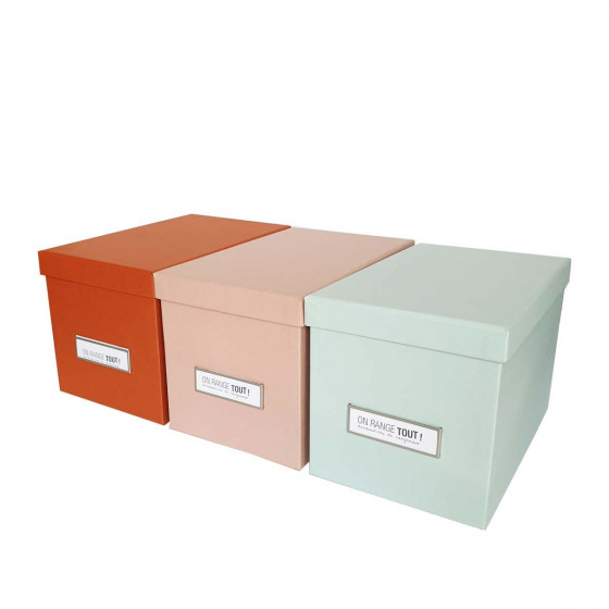 Petite boîte de rangement en carton rose pastel Petite boîte de rangement en carton rose pastel