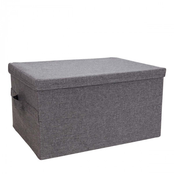 Boîte de rangement en tissu gris rigide et pliable L