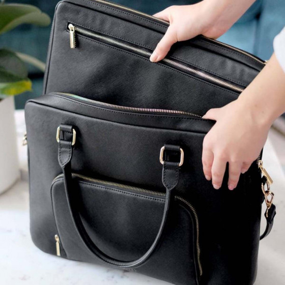 Housse pour ordinateur 13 pouces en simili cuir noir