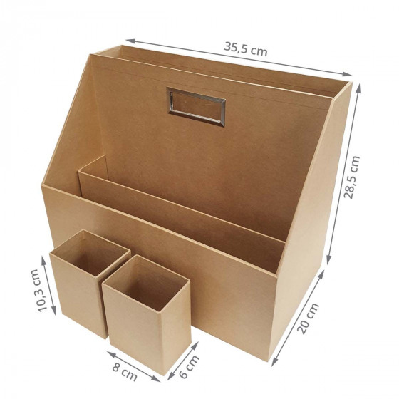 Rangement de bureau kraft avec porte étiquette