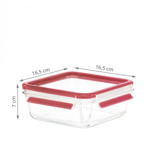 Boîte alimentaire carrée hermétique en verre. 0,9 litre 