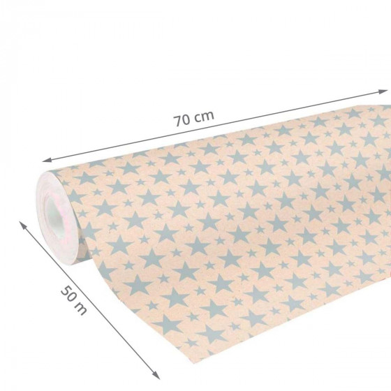 Gros rouleau de papier cadeau 50 mètres kraft à étoiles