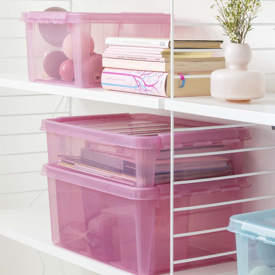 Boîte de rangement en plastique rose 14 litres