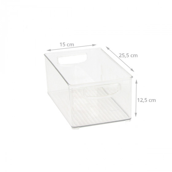 Haut bac en plastique M transparent et empilable pour organiser placards et tiroirs