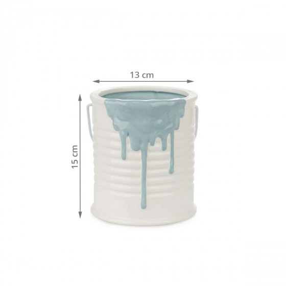Pot à ustensiles en céramique bleue