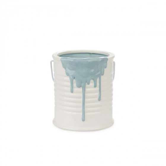 Pot à ustensiles en céramique bleue