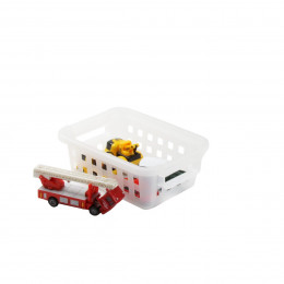 Panier rectangulaire en plastique blanc translucide. 4,5 litres