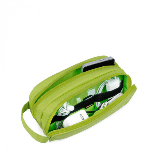 Trousse à câbles en tissu vert fluo
