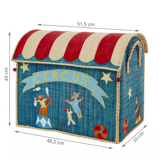 Coffre à jouets en raphia cirque