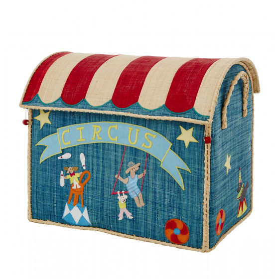 Coffre à jouets en raphia cirque