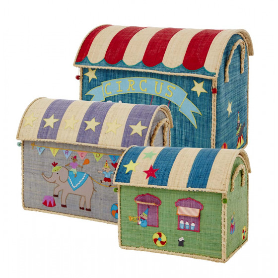 Coffre à jouets en raphia cirque