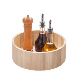 Plateau tournant en bois à rebord