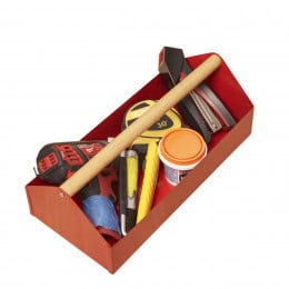 Caisse à outils en métal rouge