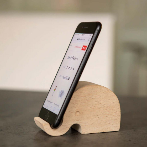 Porte téléphone en bois éléphant