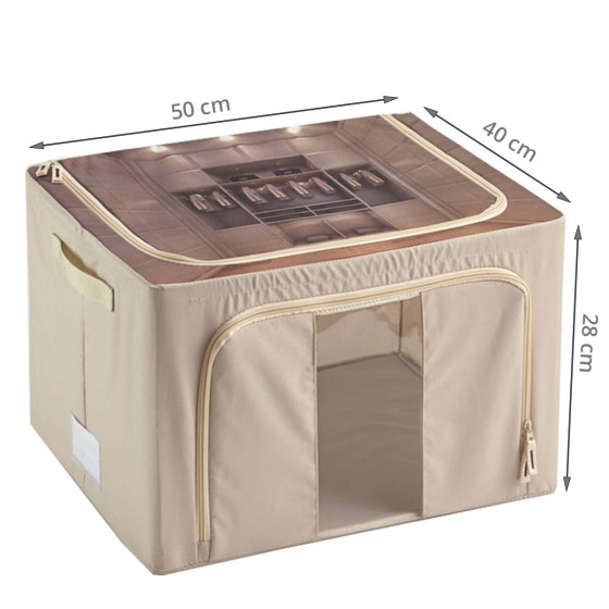 Grande boîte de rangement en tissu avec armature métallique 56 litres