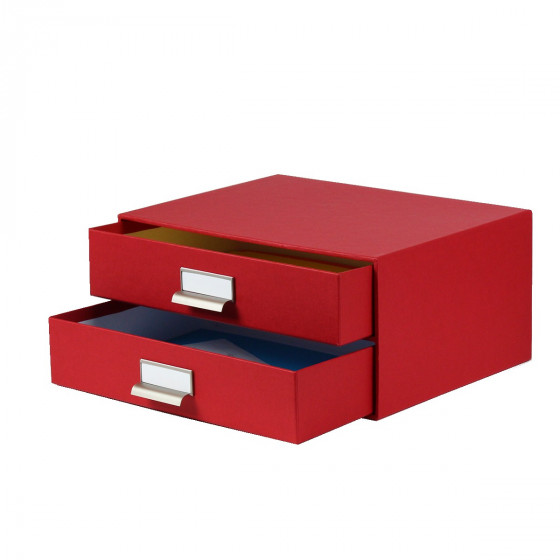 Boîte à 2 tiroirs en carton rouge