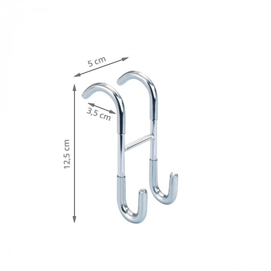 Double crochet en inox pour sèche serviettes vertical