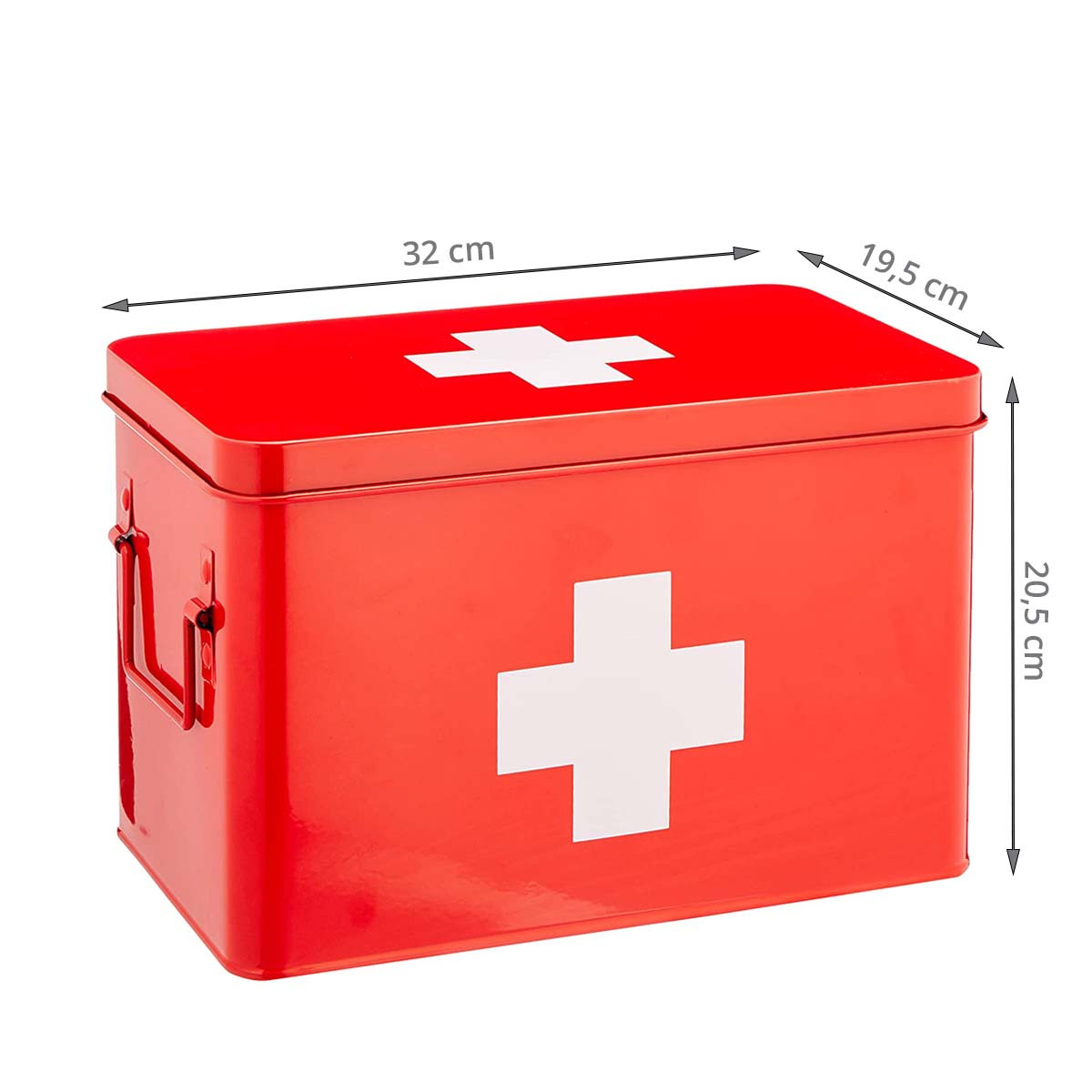 Grande boîte à pharmacie en métal rouge - 20x32x20 - ON RANGE TOUT