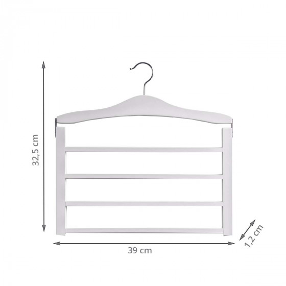Cintre en bois blanc pour 4 pantalons