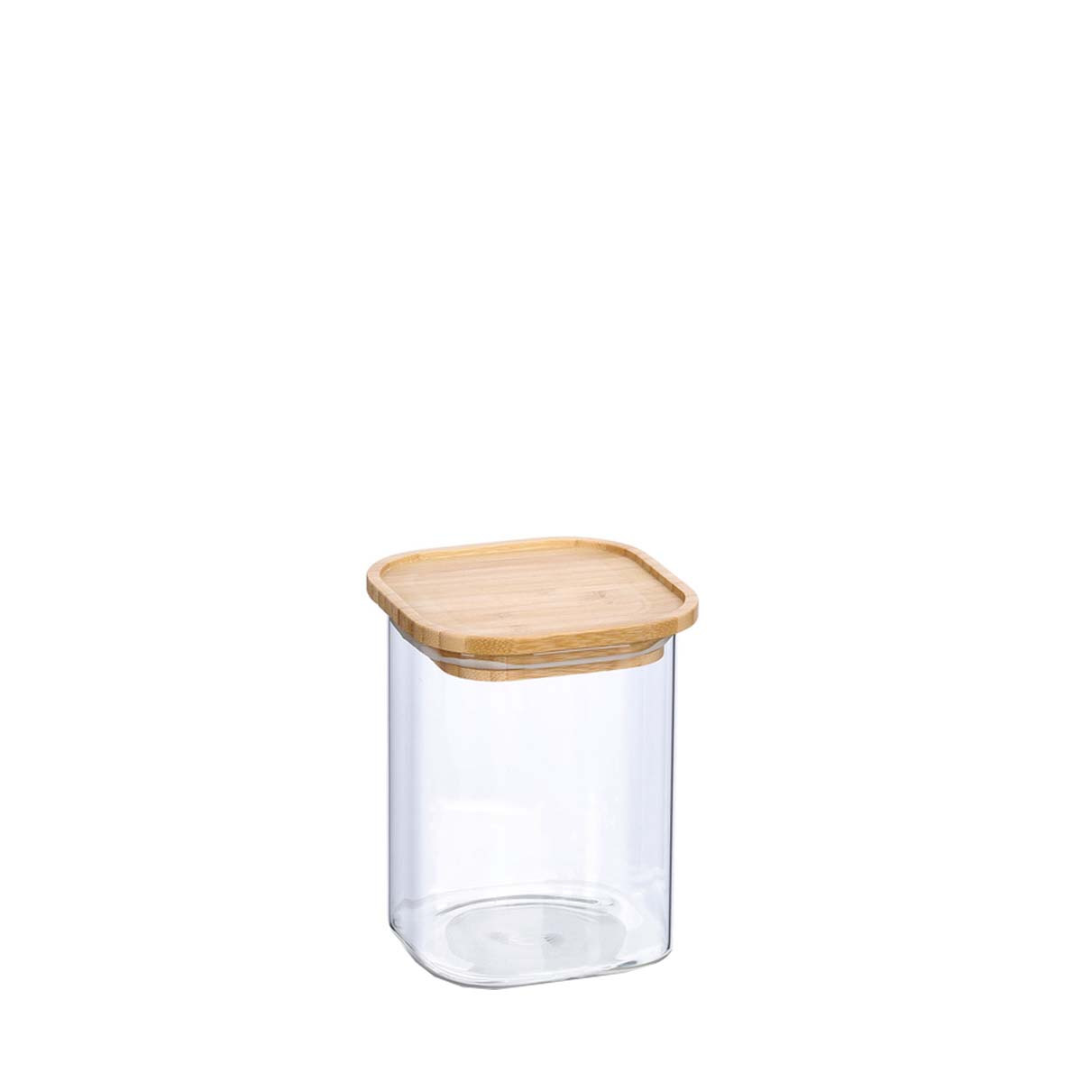 Bocal carré en verre - 900 ml - Couvercle en bambou - ON RANGE TOUT