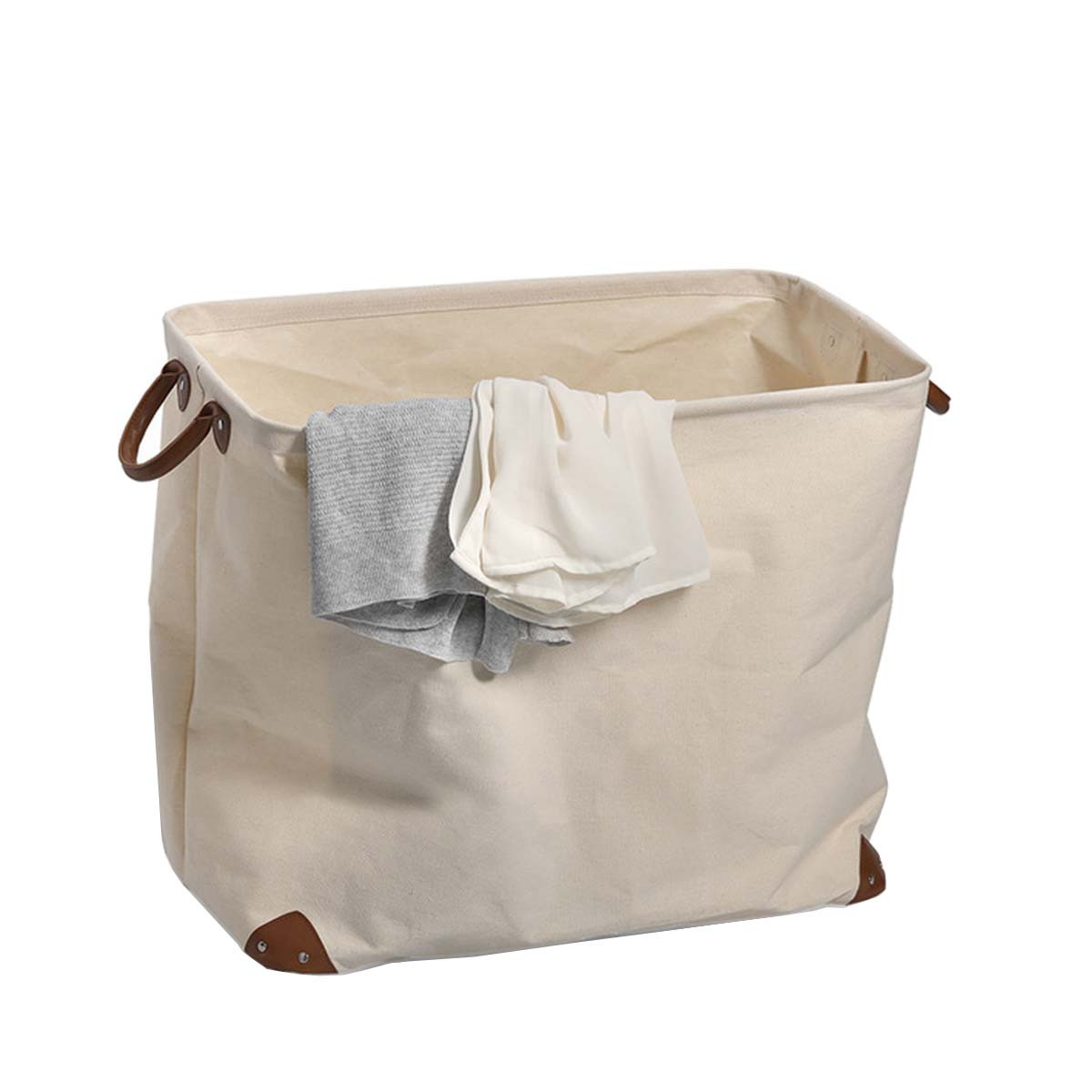Grand sac à linge en tissu beige - Rigide - ON RANGE TOUT