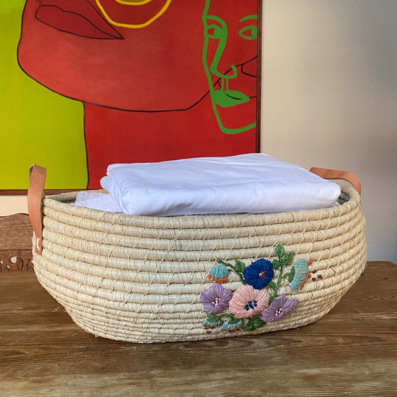 Panier à linge propre en raphia L