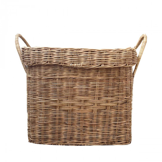 Panier de rangement en rotin avec couvercle