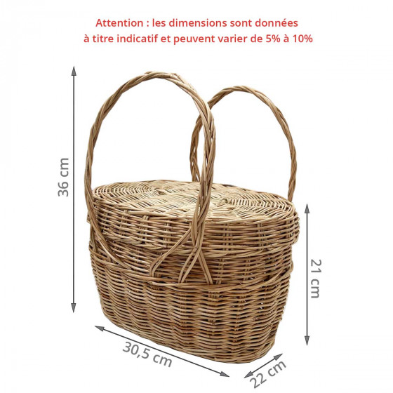 Panier à couture en rotin tressé