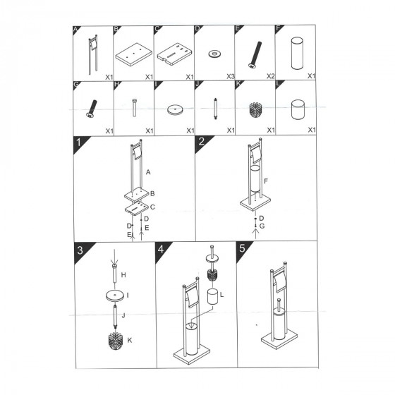 Support papier et brosse toilette en inox