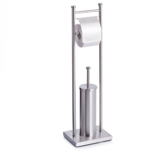 Support papier et brosse toilette en inox