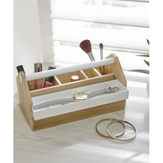 Rangement bijoux et maquillage en bois