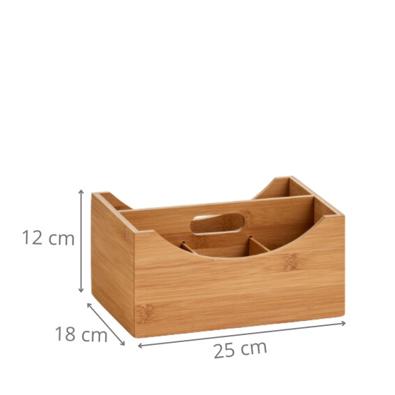 Bac de rangement maquillage à compartiments en bambou